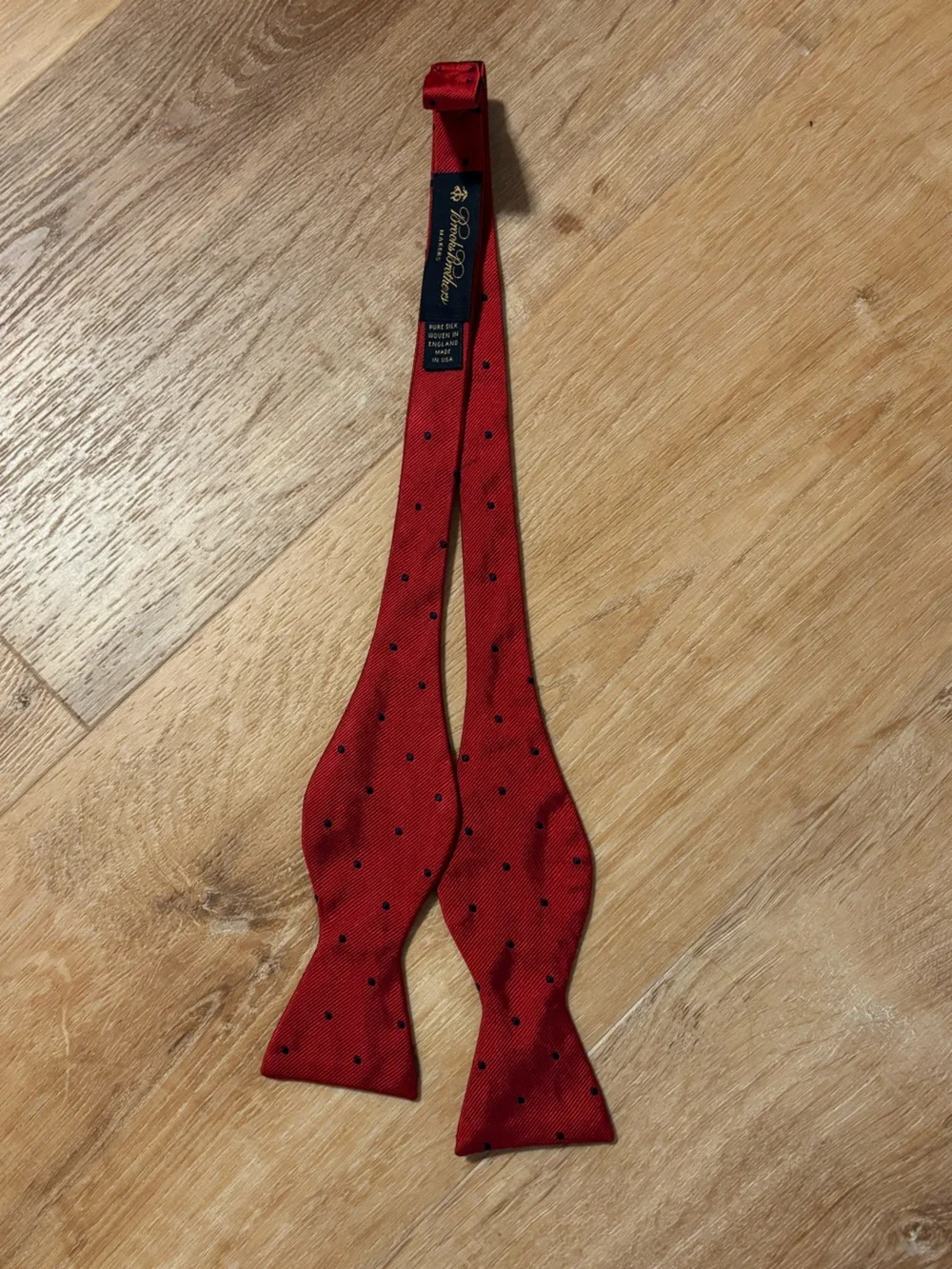 Brooks Brothers 100% Silk Red Blue Polkadot Adjustable Bow Tie 2 1/2 *2 for 20*